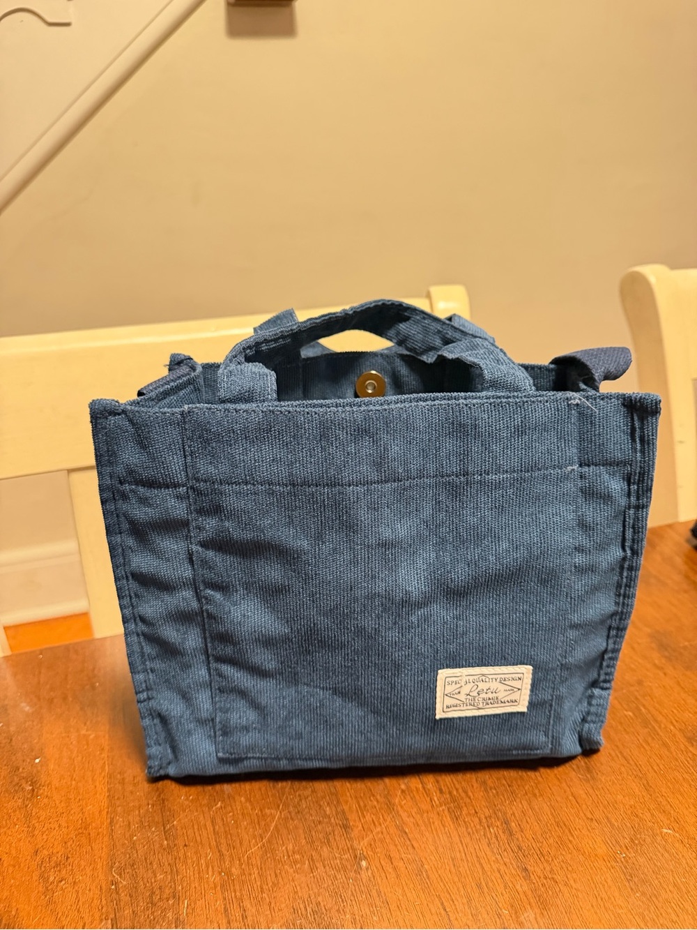 Letu Navy Canvas Crossbody Tote with Front Pocket